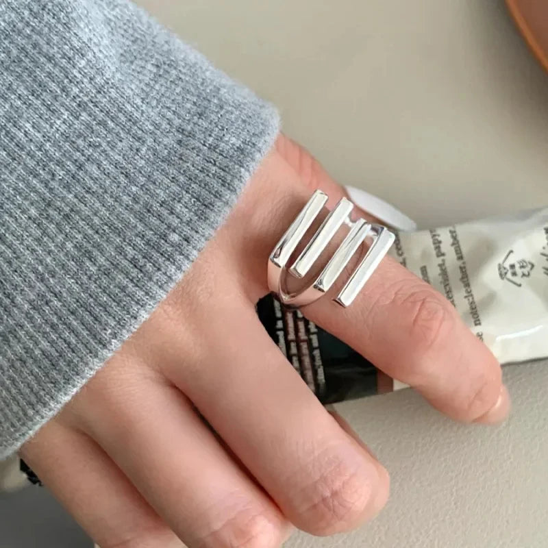 Sam Panda 925 Sterling Rings for Women Fashion Geometric Handmade Irregular Gold Star Ring Simple Fine Jelwery  Christmas Gift