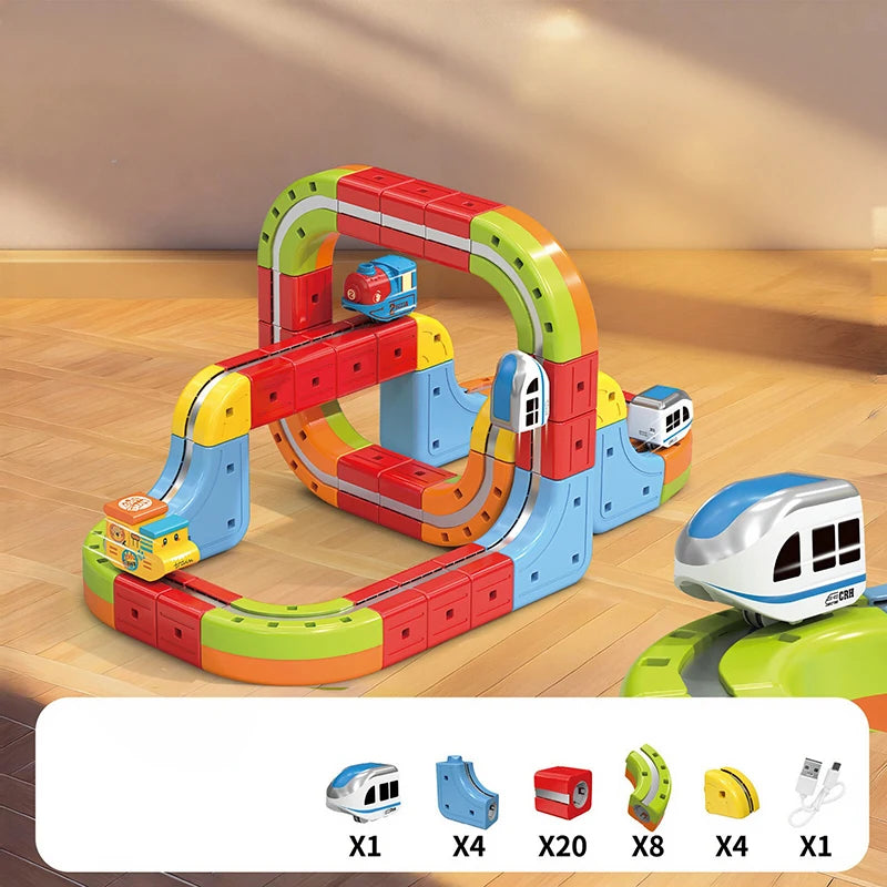 DIY Latest Educational Toys Assembly Magic Track Train Set Children's Toys Non-remote Control Rail Car Gift Box Christmas Gifts