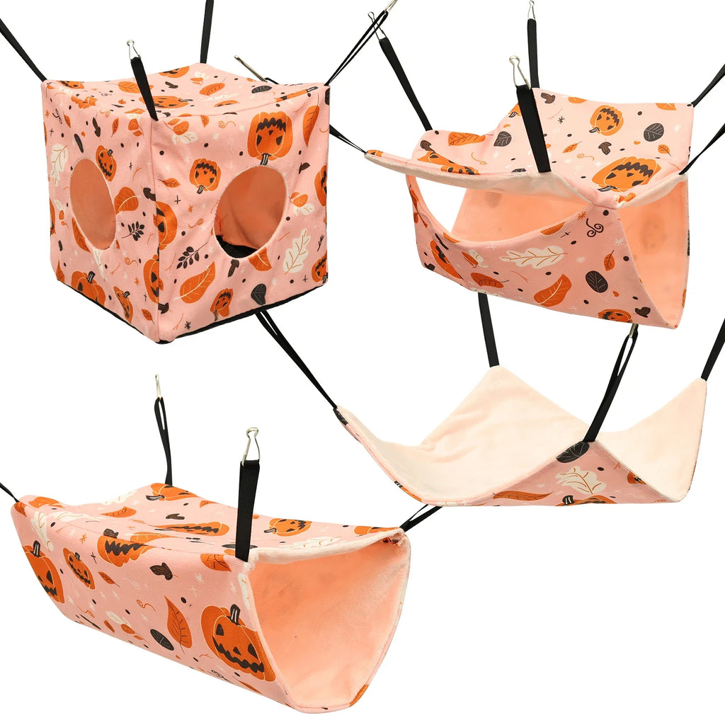 4Pcs Hamster Hammock Soft Cozy Rodent Hamster Bed Hanging Rat Cage Accessories Adjustable Ferret Hanging Nest Swing Pet Supplies