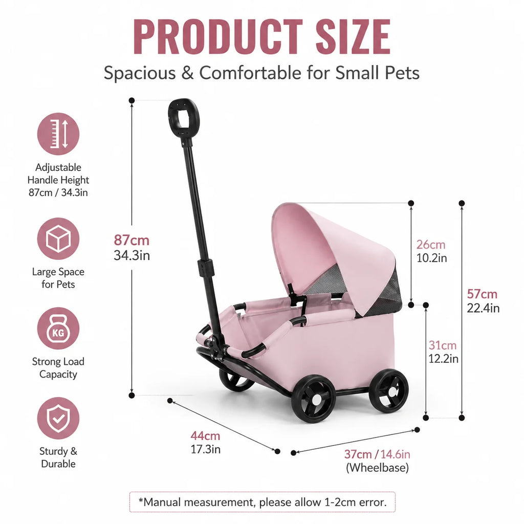 Pet Stroller Dogs Cats Teddy Bear Baby Stroller Small Pet Stroller Light and Foldable Suitable Outdoor Travel Dog Cat Supplies