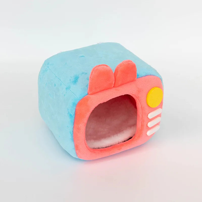 Pet Hamster Nest Cartoon TV Rabbit Squirrel Mini Cage Guinea Pig Nest Animal Nest For Rodent Rat Hedgehog Ferret Small Pet House