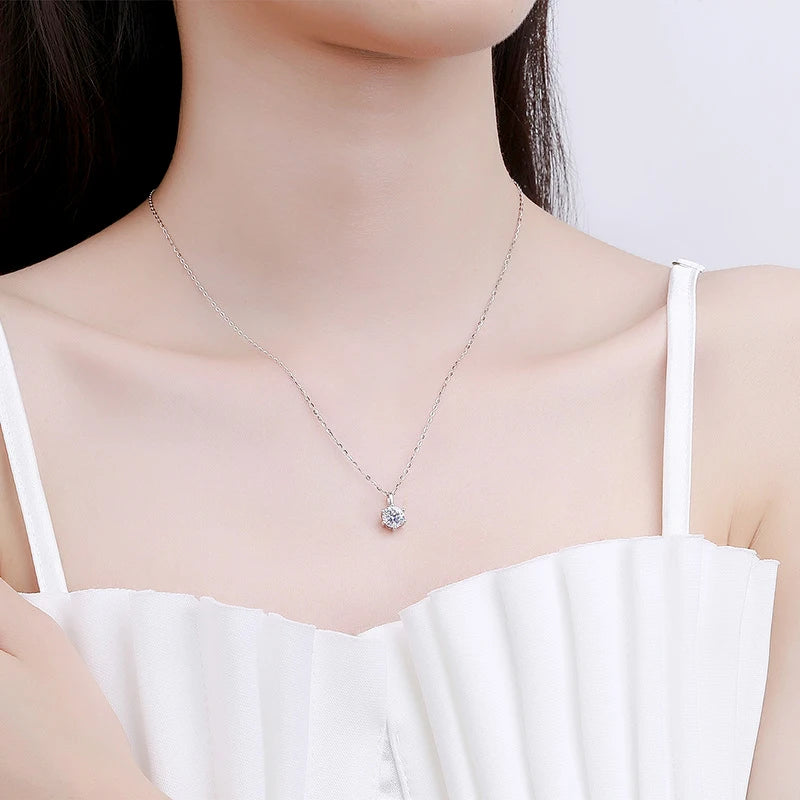 Fashion Luxury Trendy Classic 1ct GRA Moissanite Irregular Sqaure Necklace For Charm Women 925 Silver Party Jewelry Gift