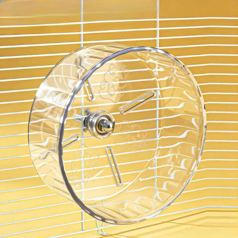 Silent Transparent Hamster Running Wheel Printed Design Small Animal Cage Accessories Suitable for Dwarf Rats And Other Pets