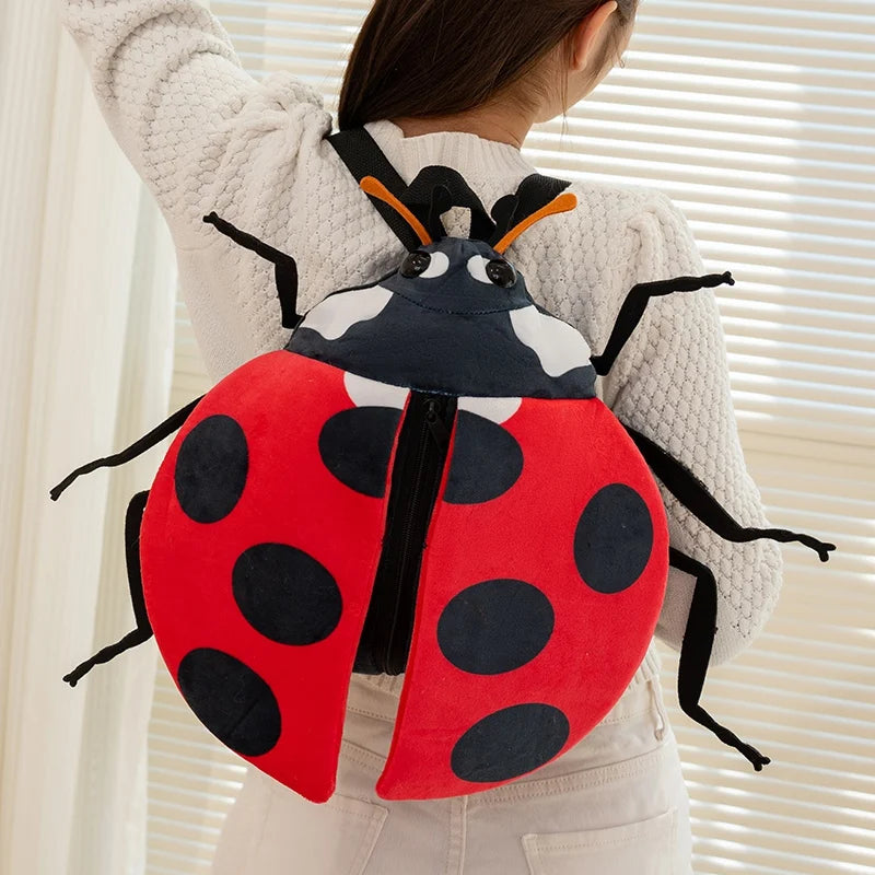 New Bumblebee And Ladybug Plush Backpack Cute Insect Stuffed Animal School Bag Boys Girl Kid Unique Design Holiday Birthday Gift