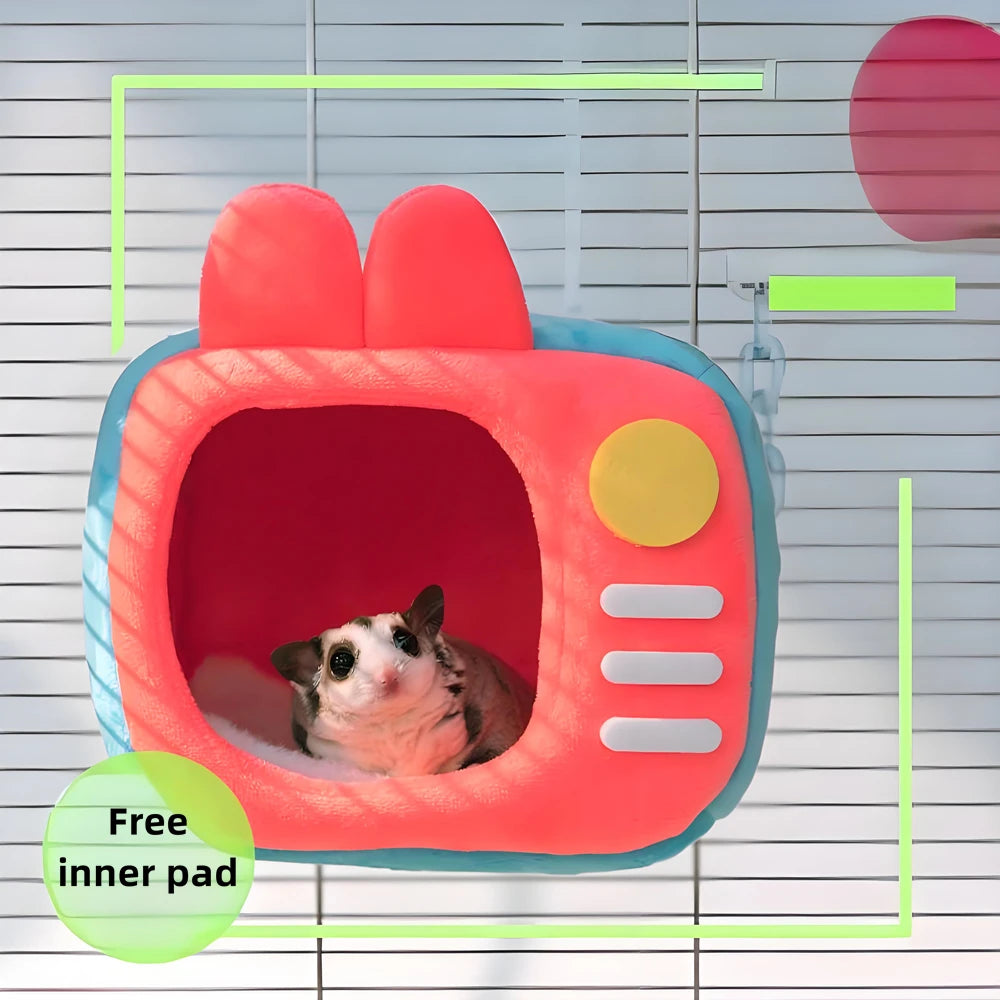 Pet Hamster Nest Cartoon TV Rabbit Squirrel Mini Cage Guinea Pig Nest Animal Nest For Rodent Rat Hedgehog Ferret Small Pet House