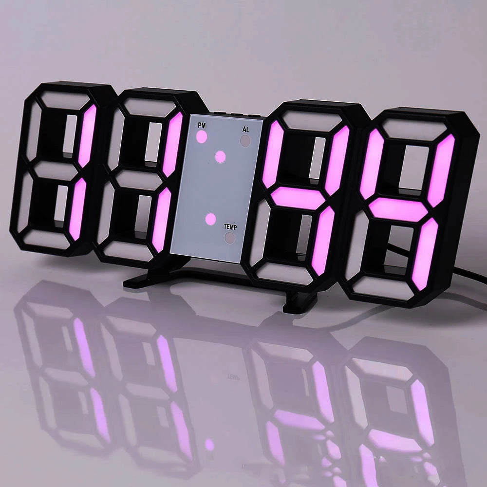 3D LED Digital Wall Clock ,9.7", Large Display Table/ Desk Clock with Remote Control 12/24H Temperature