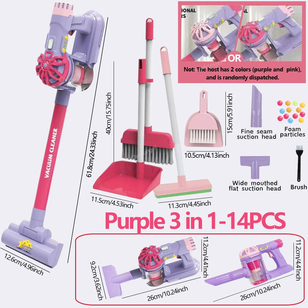 Kids Vacuum Cleaner Toy Realistic Pretend Play for Toddlers To Learn Cleaning Housekeeping Educational Toys for Boys Girls Gifts