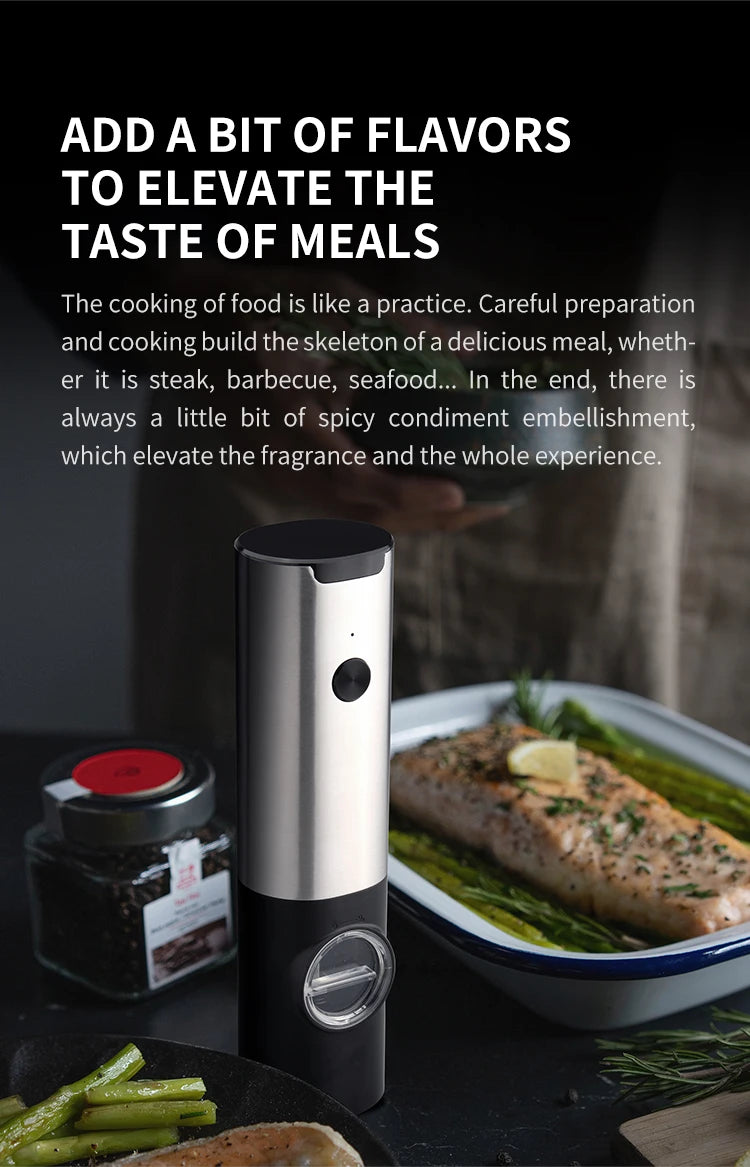 1/2pcs Automatic Pepper Grinder Salt And Pepper Grinder USB Rechargeable Adjustable Coarseness Spice Mill for Kitchen Tool