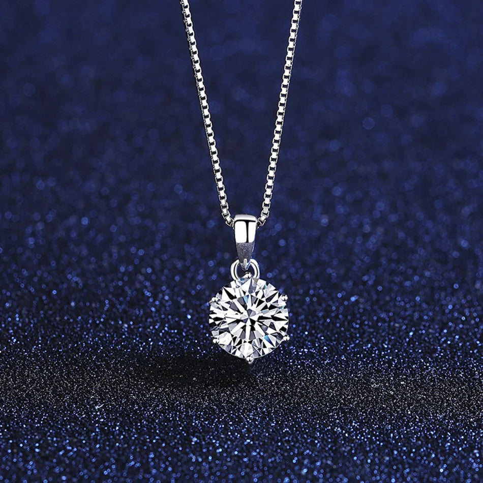 Butterflykiss 6.5mm 1.0 Carat D Moissanite Necklaces Rose Gold Plated Pendant Original Real S925 Silver Chain Jewelry For Women