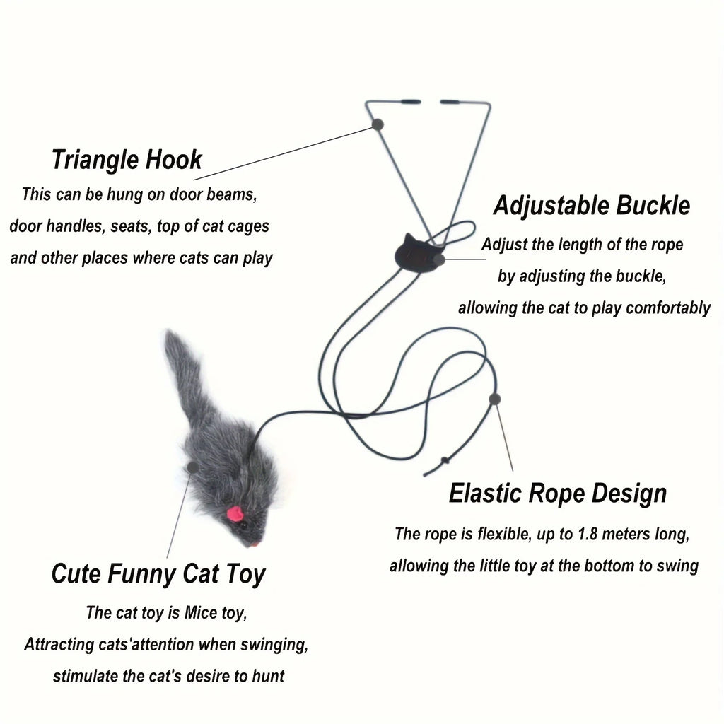 2 PCS Adjustable Hanging Cat Toy Interactive Mouse Toys Hanging Door Retractable Plaything Funny Kitten Scratch Rope Mouse Toy