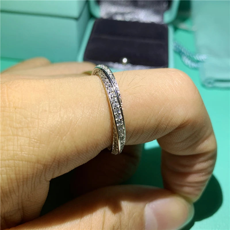 infinity ring S925 Sterling Silver Micro pave Moissanite Engagement Wedding Band Rings for women Party Jewelry