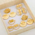 Trend Earrings and Ring Jewelry Set for Women18k Gold Plated Clip Earring and Finger Ring Set for Party Engagement Wedding Bride