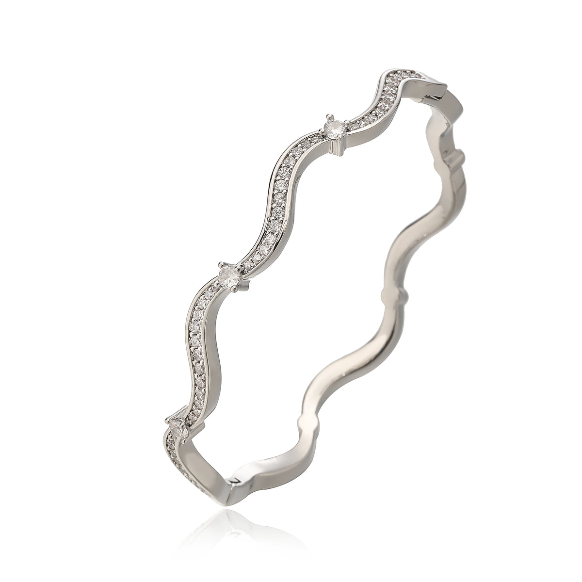 HECHENG,Korean Minimalist Style Fashion Wavy CZ Stone Chain Necklace/Bracelet/Ring Collar Jewelry Gift Selection 1 Pc