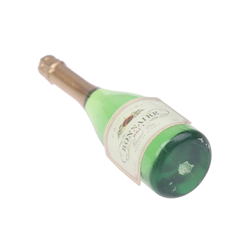 New 2Pcs Dollhouse Miniature Vitreous Champagne Bottles Glass Liquor Bottles Mini Wine Drink For Barbies Blyth Dolls Kitchen Toy