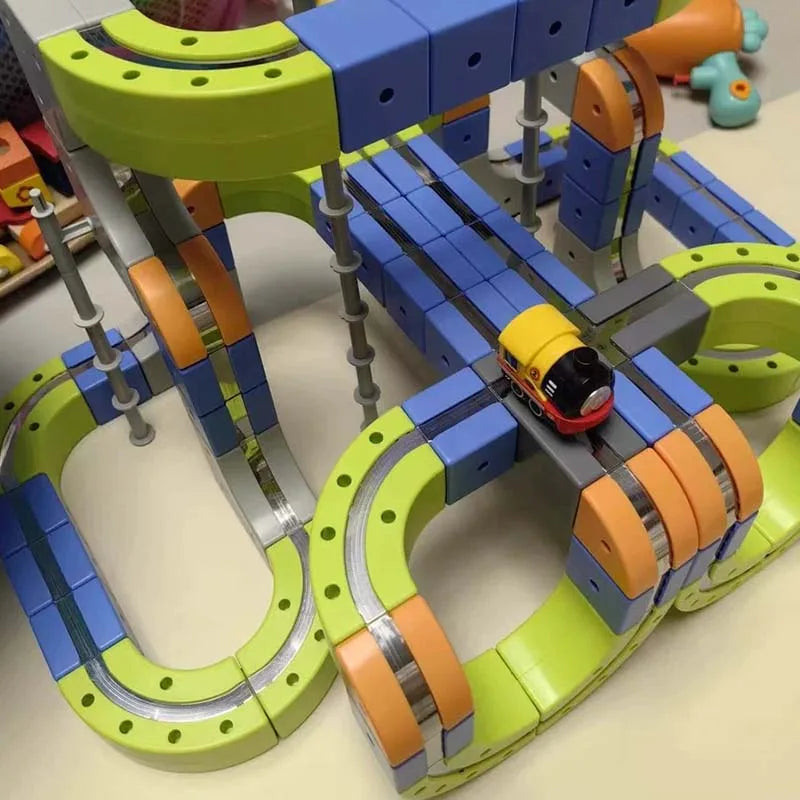 126pcs/Set Magnetic Car Track Sets Anti Gravity DIY Assembled Magnetic Race Rail Track 3D Building Vehicle Indoor Toy Gift