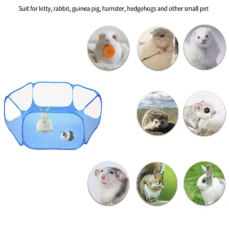 Transparent Portable Pet Cage Tent Dog Cat Playpen Open Folding Yard Fence for Hamster Rabbit Guinea Pig Small Pet Cage