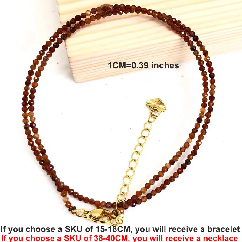 Natural Gemstones 2mm Cutting Angle beads Necklace Tourmaline quartz garnet zircon Bracelet Choker Men Female Jewelry Party Gift