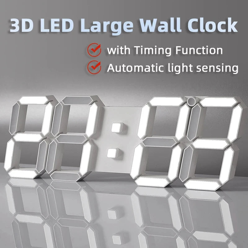 3D LED Digital Alarm Clock USB Charging Luminous Multifunctional Electronic Wall Clock Home Decorative Gift