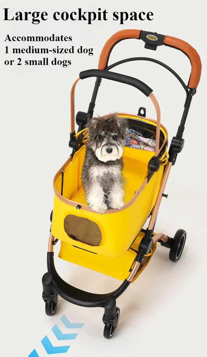 2 in1 Pet Stroller for Medium/Large Dog/Cat One Click Folding Portable Dog Bassinet Detachable Pet Trolly Cart with Canopy Brake