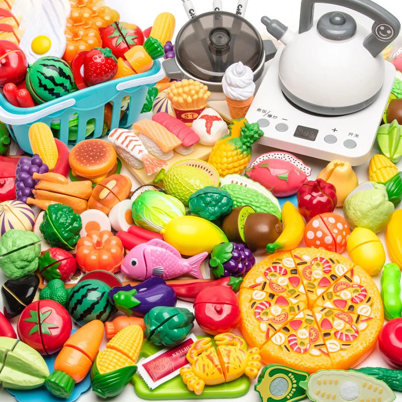 Cutting Play Food Toy for Kids Kitchen Pretend Fruit &Vegetable Accessories Educational Toy for Toddler Children Gift