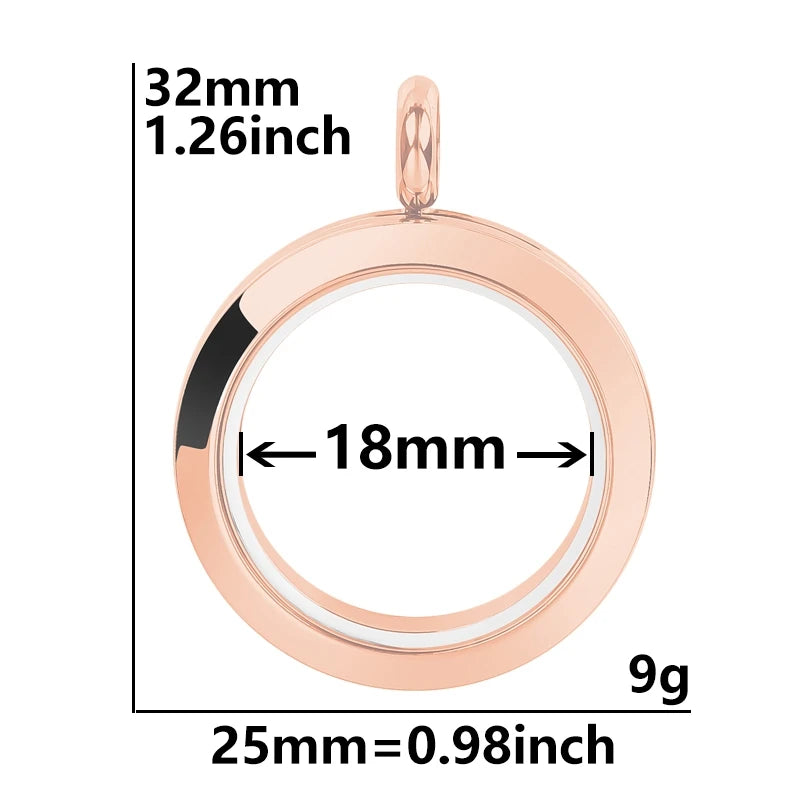 5Pcs 20-40mm Stainless Steel Glass Memory Cremation Urn Locket Pendant Openable Round Reliquary Photo Medaillon Colgantes