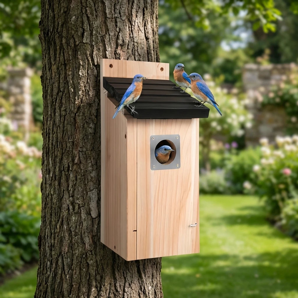 Bird Houses for Outside  Cedar Bird House Outdoor, Bluebird Finch Swallow Wren Chickadee Assembly Required