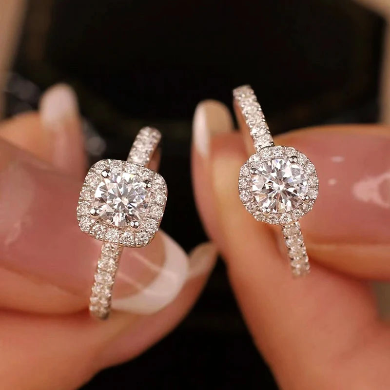 100% Real Moissanite Ring D VVS1 Pass Diamond Test Pen Adjustable Size S925 Sliver GRA Certificate Wedding Rings for Women 02