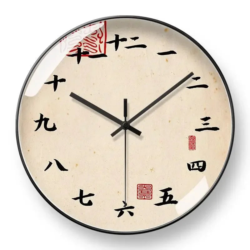 Personality Art Wall Clock Classical Retro Teahouse Study House Creative Decoration Chinese Household Decorative Mute Wall Clock