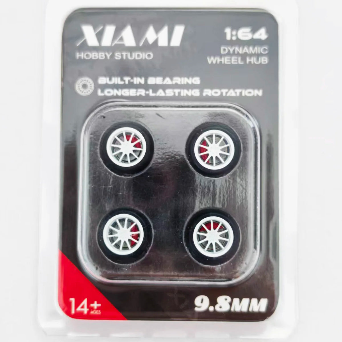 1/64 Car Model Bearing Wheels 9.8mm 10.8mm Rubber Tires W Brake Disc Caliper Axles Modify Spare Parts for 1:64 Cars