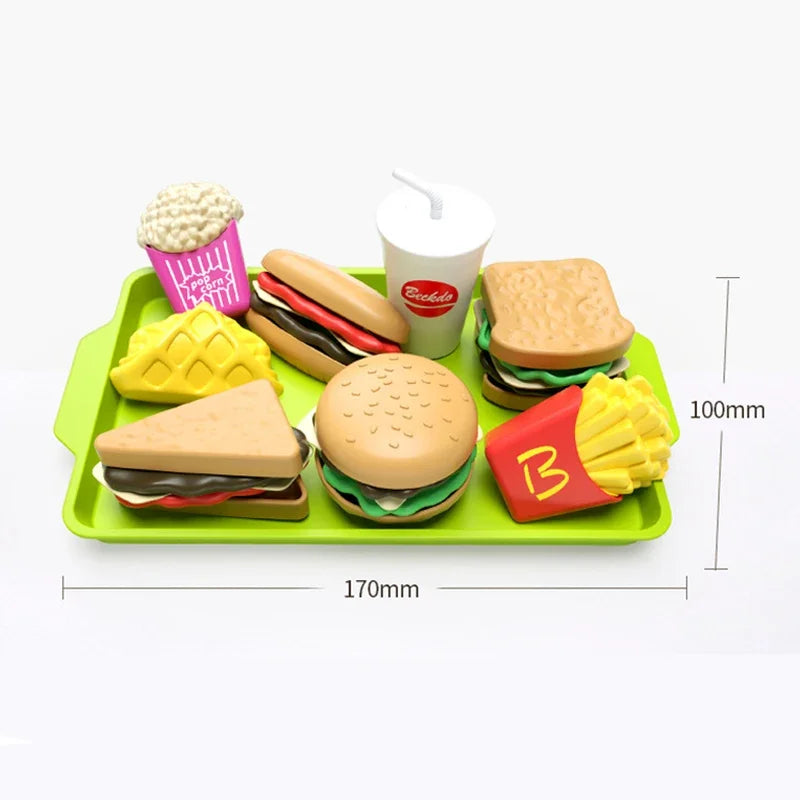 Kids Mini Kitchen Toy Detachable Snack Hamburger Cookie Miniature Accessories Plastic Pretend Toy Play House Food Sets Gift Boys