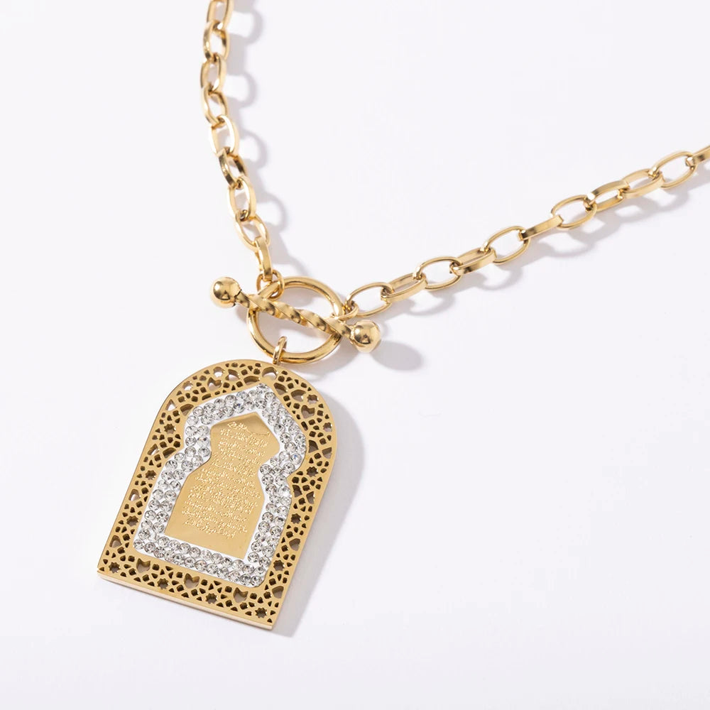 2025 Vintage Simple Colored Heart Tarot Pendant Necklace Fashionable Geometric Jewelry Anniversary stainless steel for Women