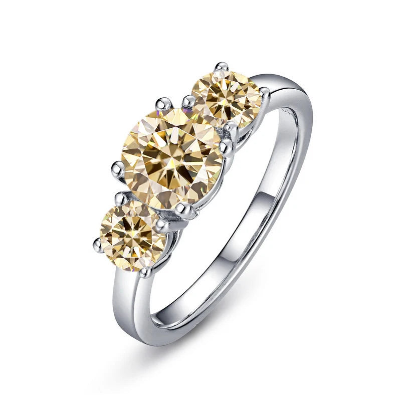 JoyceJelly S925 Sterling Silver Colors Moissanite Ring 2CT 4CT Total Full Moissanite Diamond Jewelry For Wedding Engagement Gift