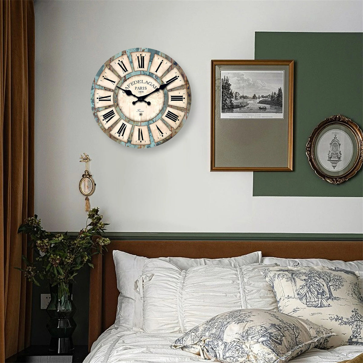 A Rustic Vintage-Style Wooden Round Wall Clock, Wood Grain Design Wall Clock, Silent Non-Ticking, Battery-Powered Decorative Clock, for Home Kitchen, Living Room, Office, Bathroom, Bedroom 10 Inches 12 Inches 14inch 16inch (W
