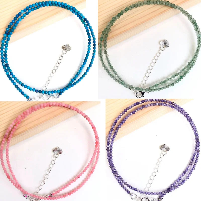 Fashion Women Bracelet necklace 2-3mm mini Cut angle beads tourmaline agate zircon natural pearl crystal Beaded Jewelry gift