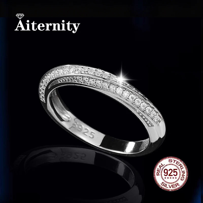 Moissanite And Zircon Unisex Rings 100% Real S925 Silver Ring For Men and Women Luxury Brilliant D VVS1