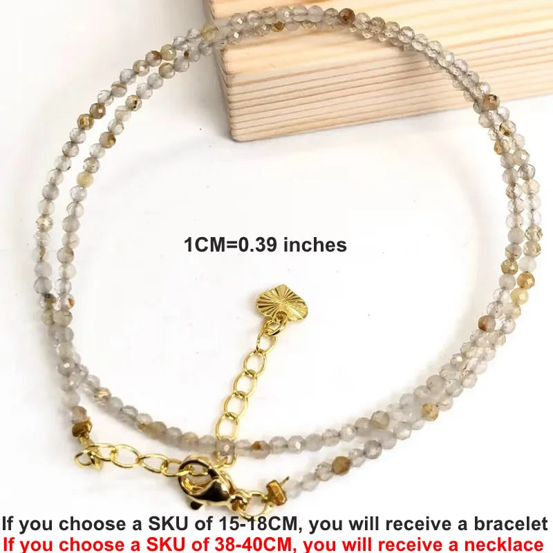 Natural Gemstones 2mm Cutting Angle beads Necklace Tourmaline quartz garnet zircon Bracelet Choker Men Female Jewelry Party Gift