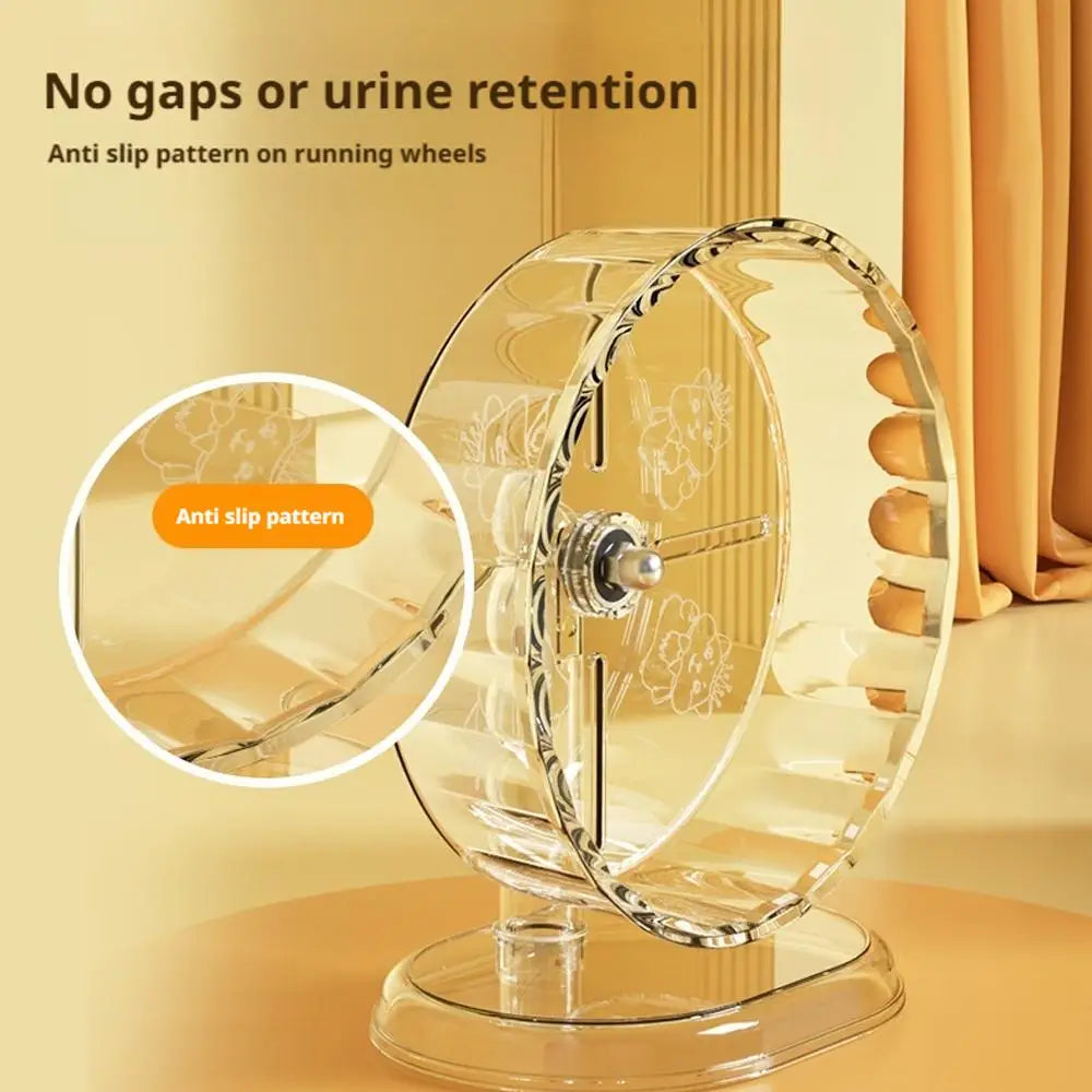 Silent Widened Transparent Running Wheel for Hamsters Small Pet Roller Bearing Support Toy Exercise Equipment for Rodents