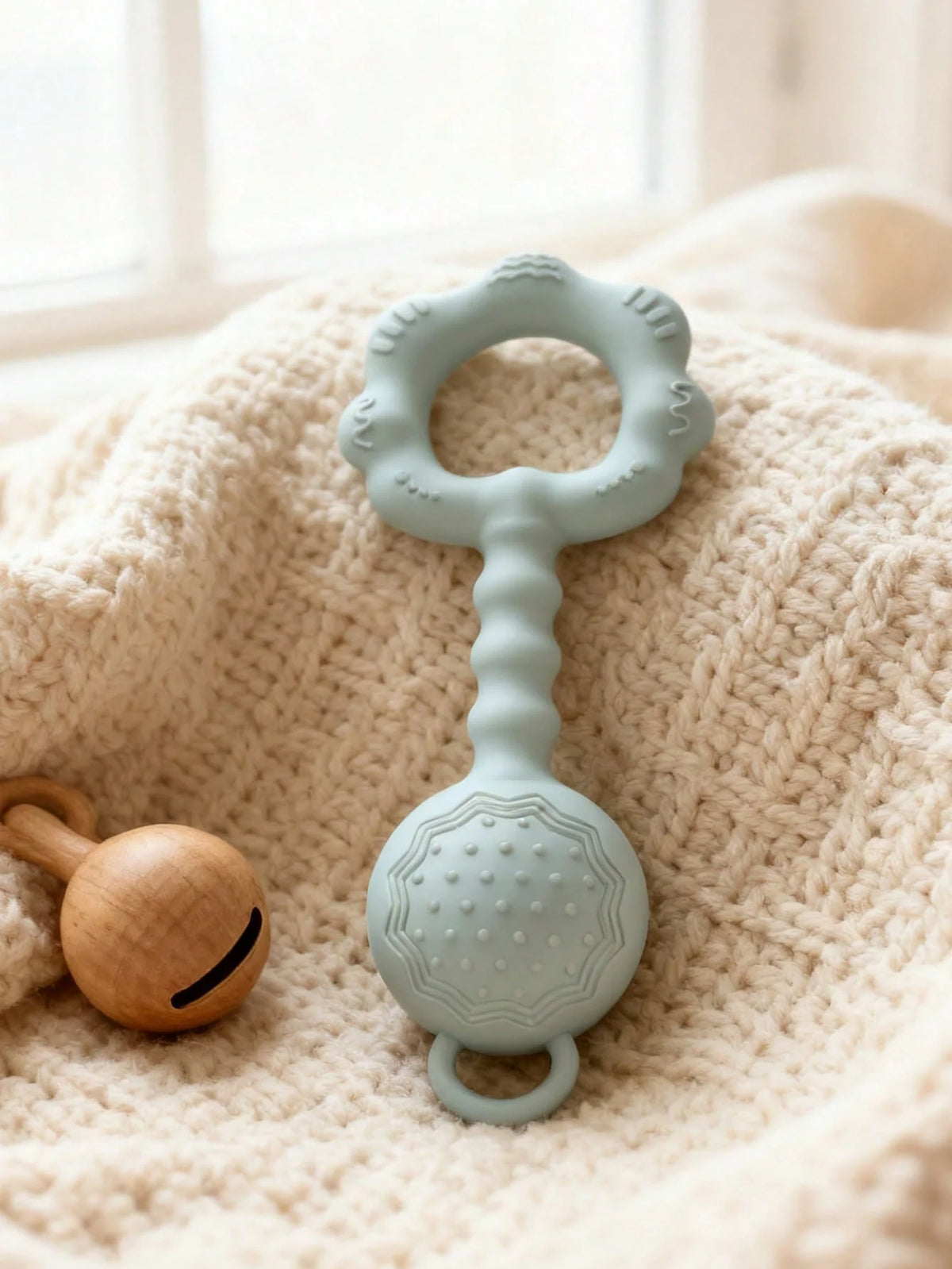 1ps Teethers for Babies 6-12 Months, Rattles for Babies 0-6 Months, 2-in-1 Rattle and Teether Toy for Soothing Baby Teething