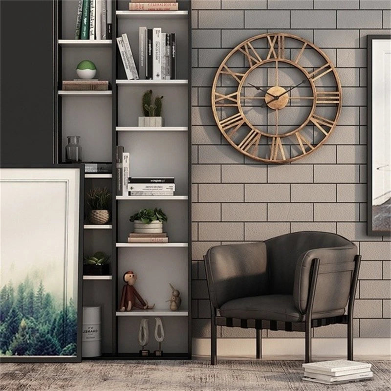 3D Roman Numerals Clock Iron Art Wall Hanging Clock Time Display Metal Silent Clock Room Arrangement Wall Ornament Home Decor