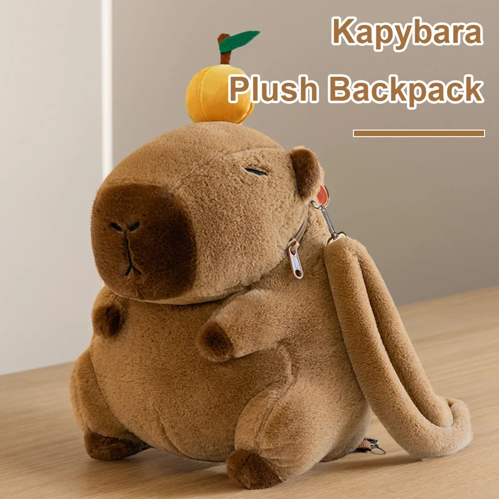 Cute Capybara Plush Backpack Funny Cartoon Capybara Shoulder Bag Student Fur Bag Plush Capybara School Bag for Kids