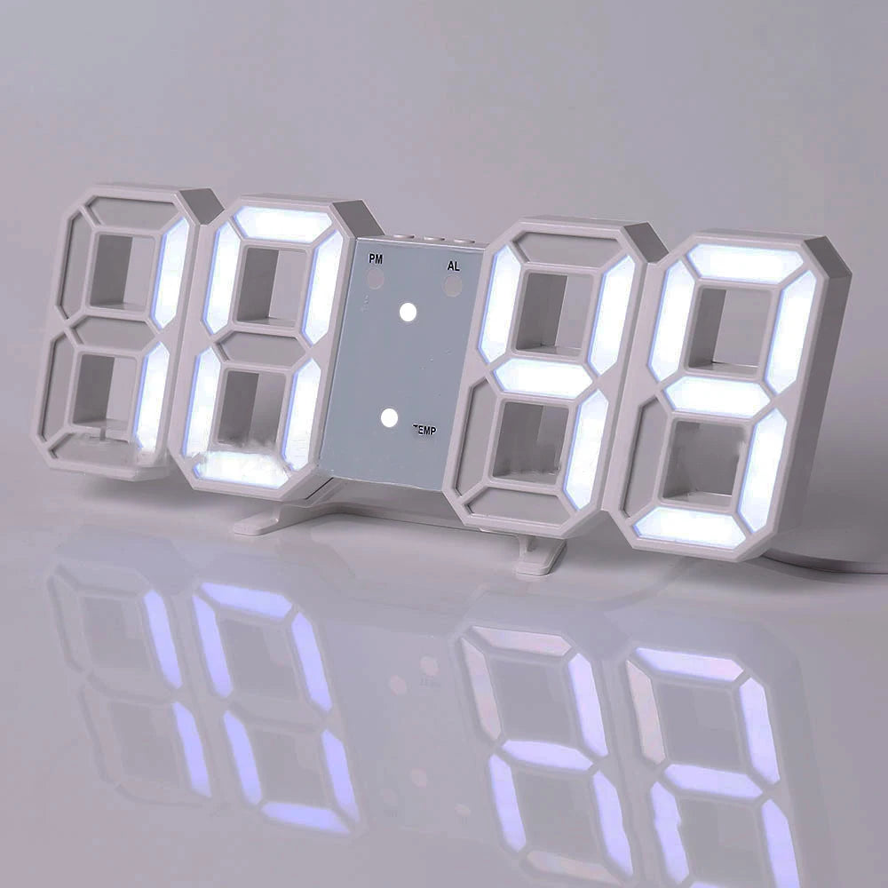 3D LED Digital Wall Clock ,9.7", Large Display Table/ Desk Clock with Remote Control 12/24H Temperature