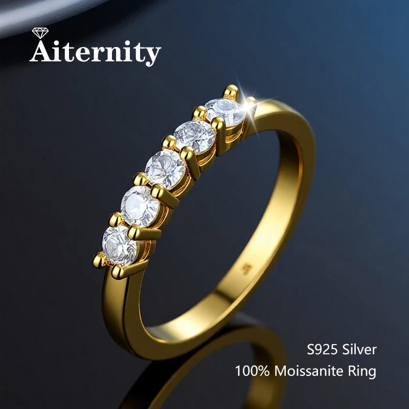 925 Sterling Silver Female Single Tail Ring100% Pass Diamond Tester Pen Moissanite Ring Matching Wedding Diamond Band for Women