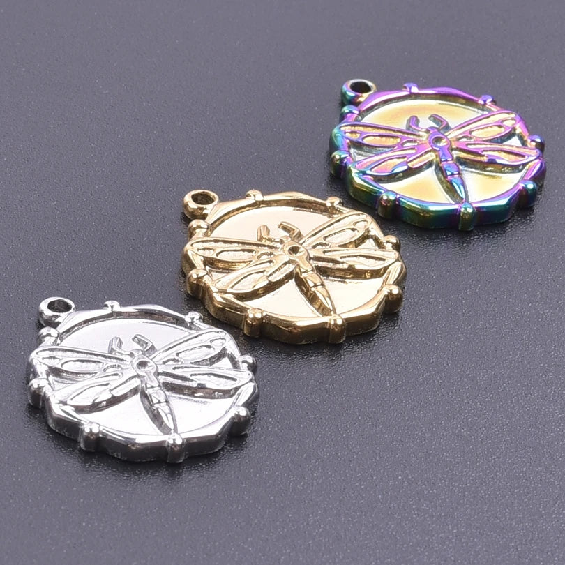10PCS Ancient Egyptian Scarab Beetle Pendants Charms Stainless Steel Dragonfly Butterfly Pendant for Jewelry Making DIY Necklace