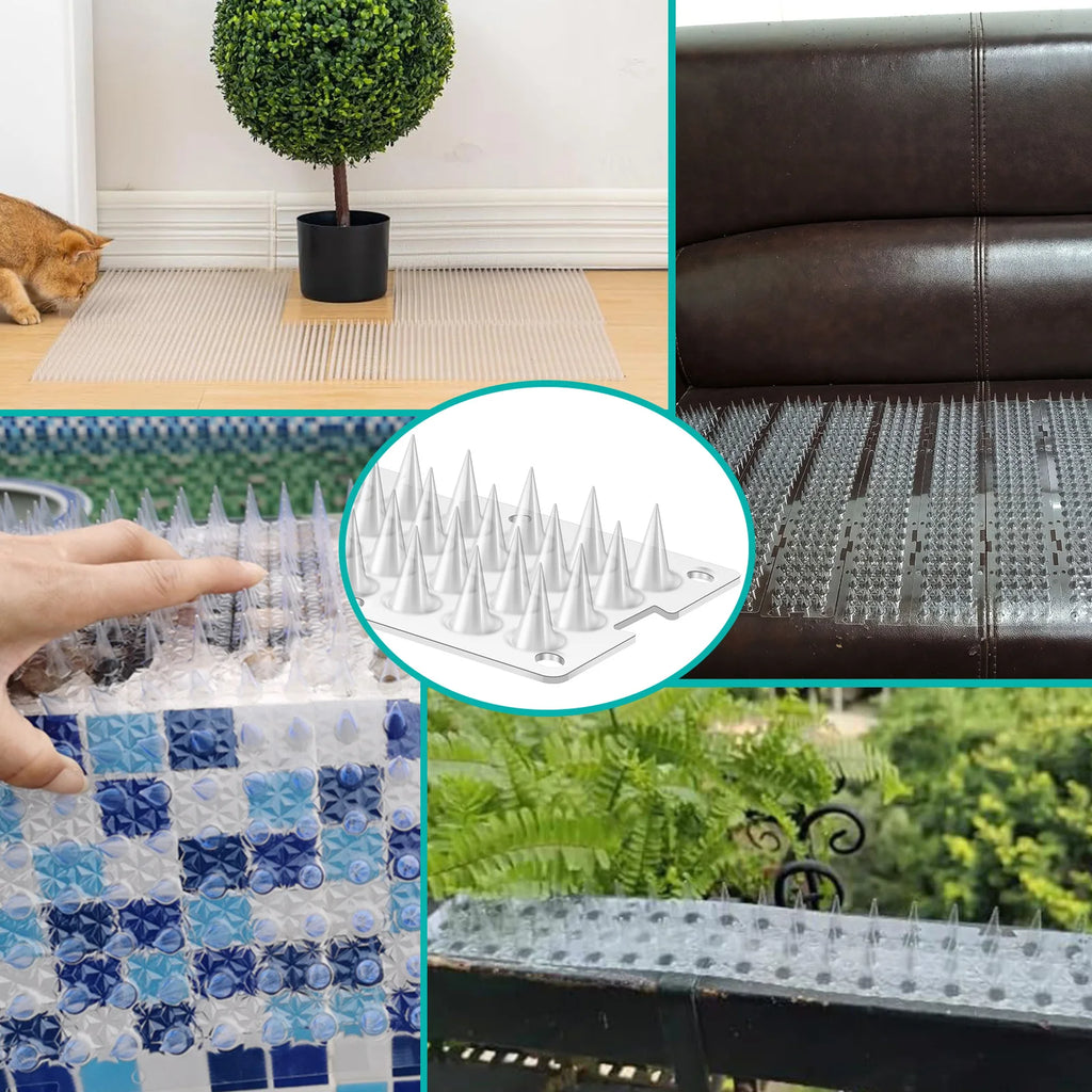 24Pcs Plastic Fence Wall Spikes Bird Deterrent Spikes Anti Climb Cat Animal Repellent For Garden Fences Birds Pigeons Spikes