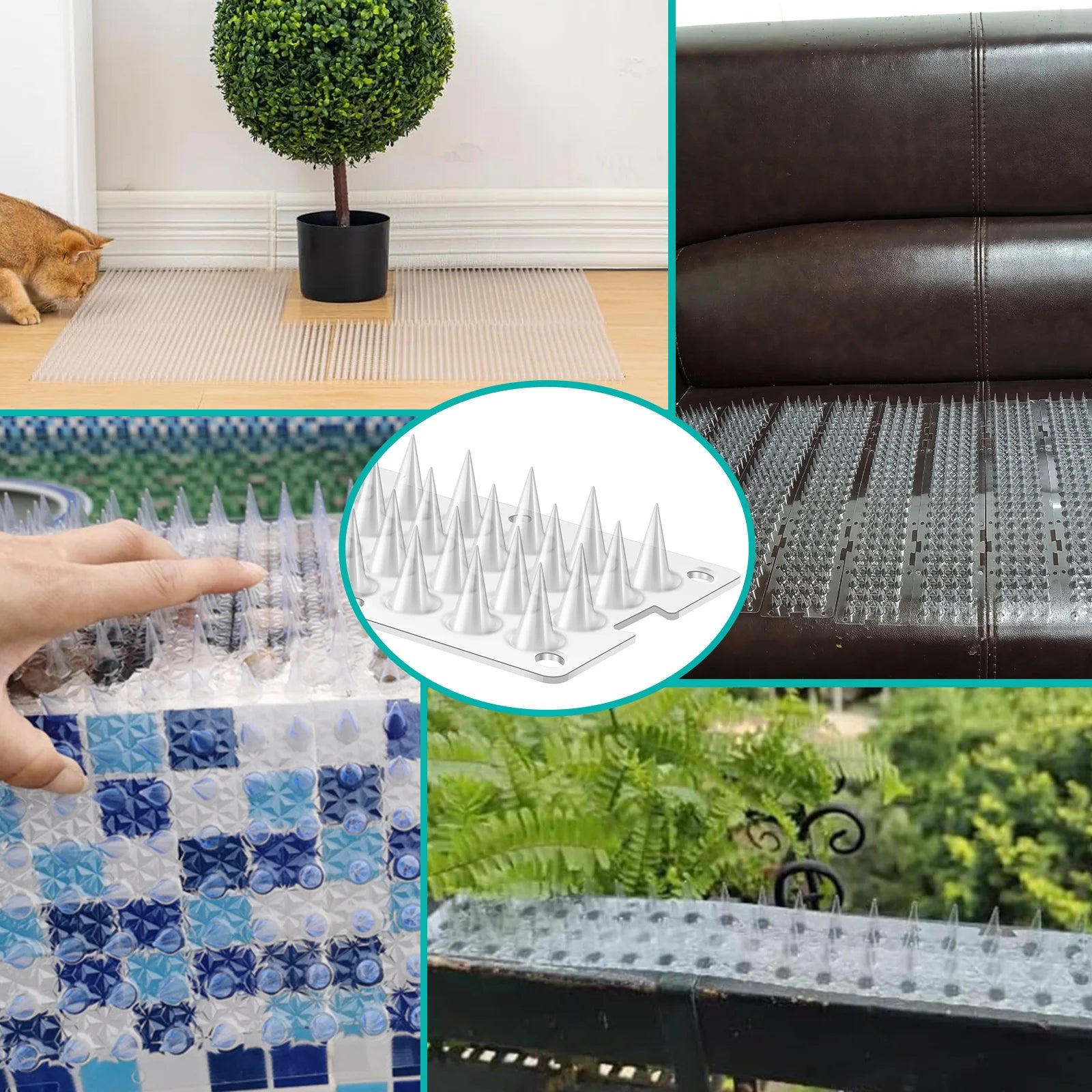 24Pcs Plastic Fence Wall Spikes Bird Deterrent Spikes Anti Climb Cat Animal Repellent For Garden Fences Birds Pigeons Spikes