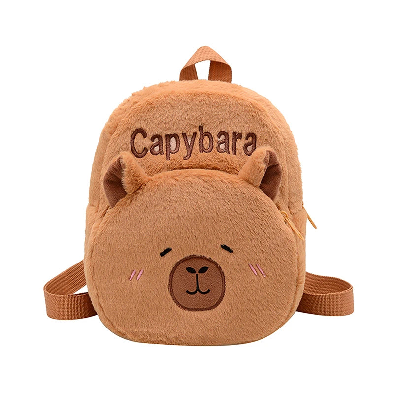 New Capybara Cartoon Animal Doll Plush Backpacks; Cute Portable Bag for Girls.