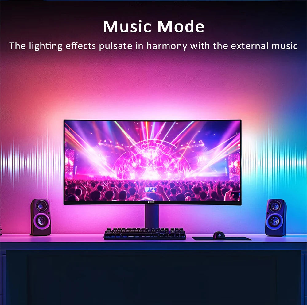 24-34 Inch USB PC LED Strip Lights Computer Sync Light Strip Monitor RGB Screen LED Backlight for Gaming Room Atmosphere Decor