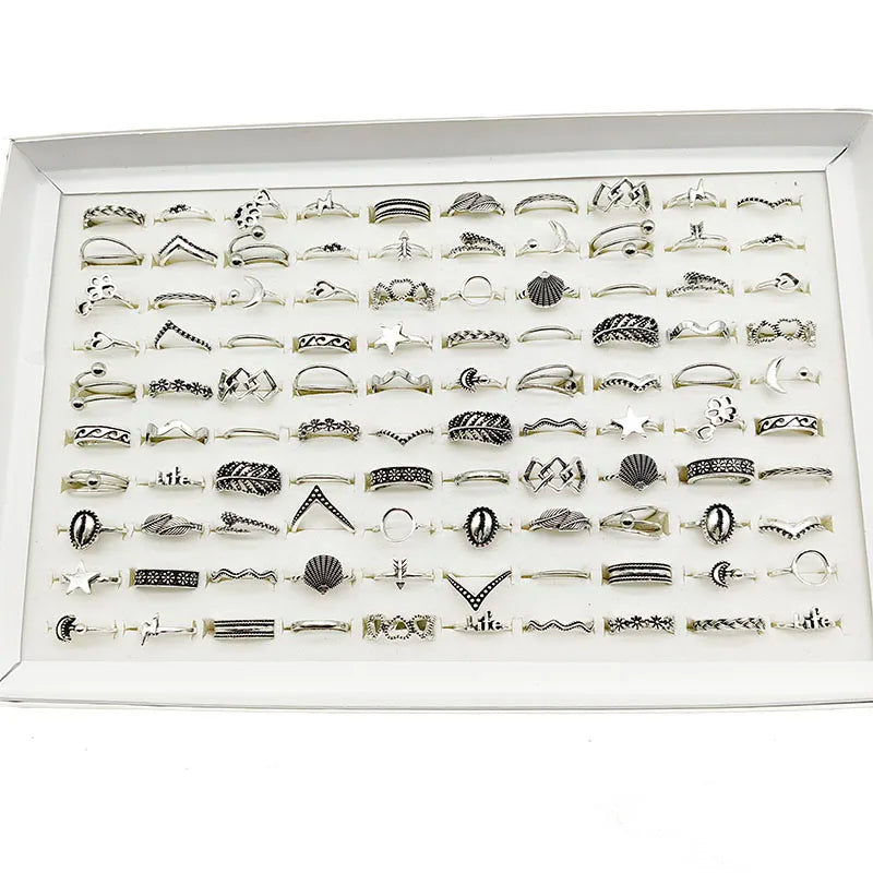 50000 Style Different Finger Rings Wholesale In Stock 100pc/Lot Hot Vintage Silver Gold Color New Alloy Joint Ring Party Women