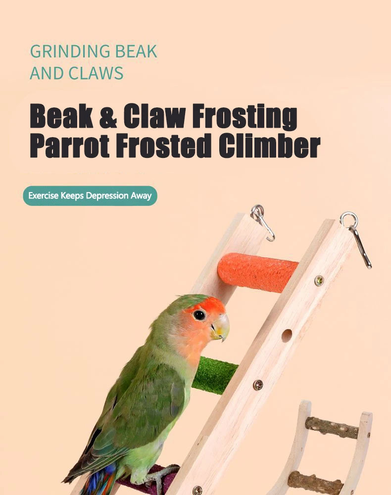 4/6/8 Step Bird Climbing Ladder Parrot Toy Ladder Bird Interaction Fun Climbing Toys Wooden Exercise Rack