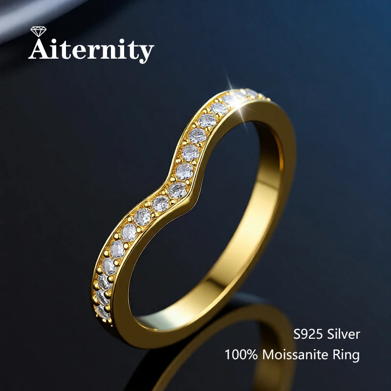 925 Sterling Silver Female Single Tail Ring100% Pass Diamond Tester Pen Moissanite Ring Matching Wedding Diamond Band for Women
